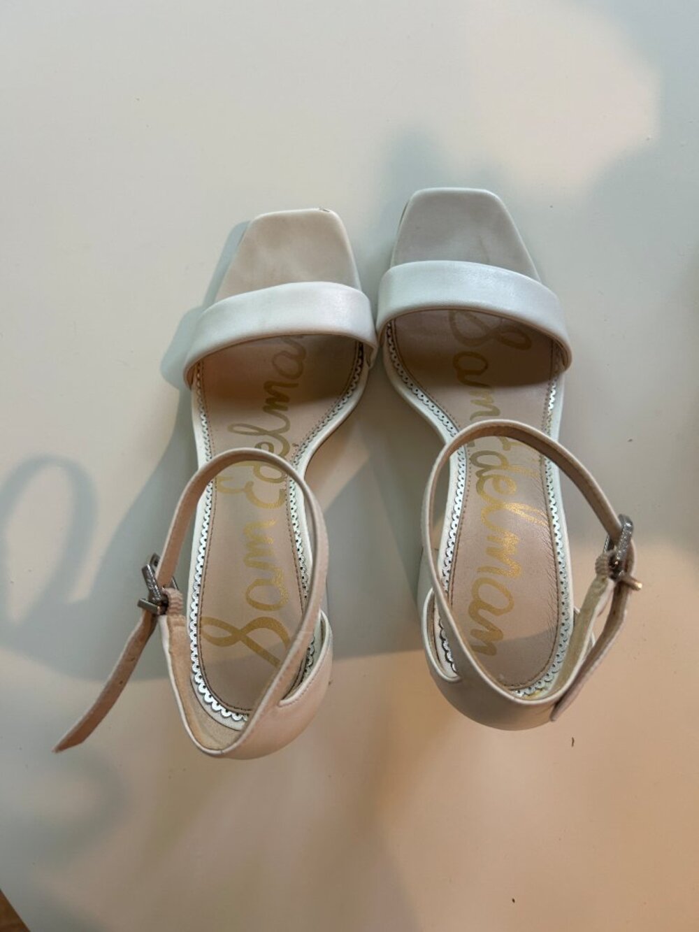 Sam Edelman Daniella White Ankle Strap Block Heel Sandals 7.5 - Picture 3 of 6